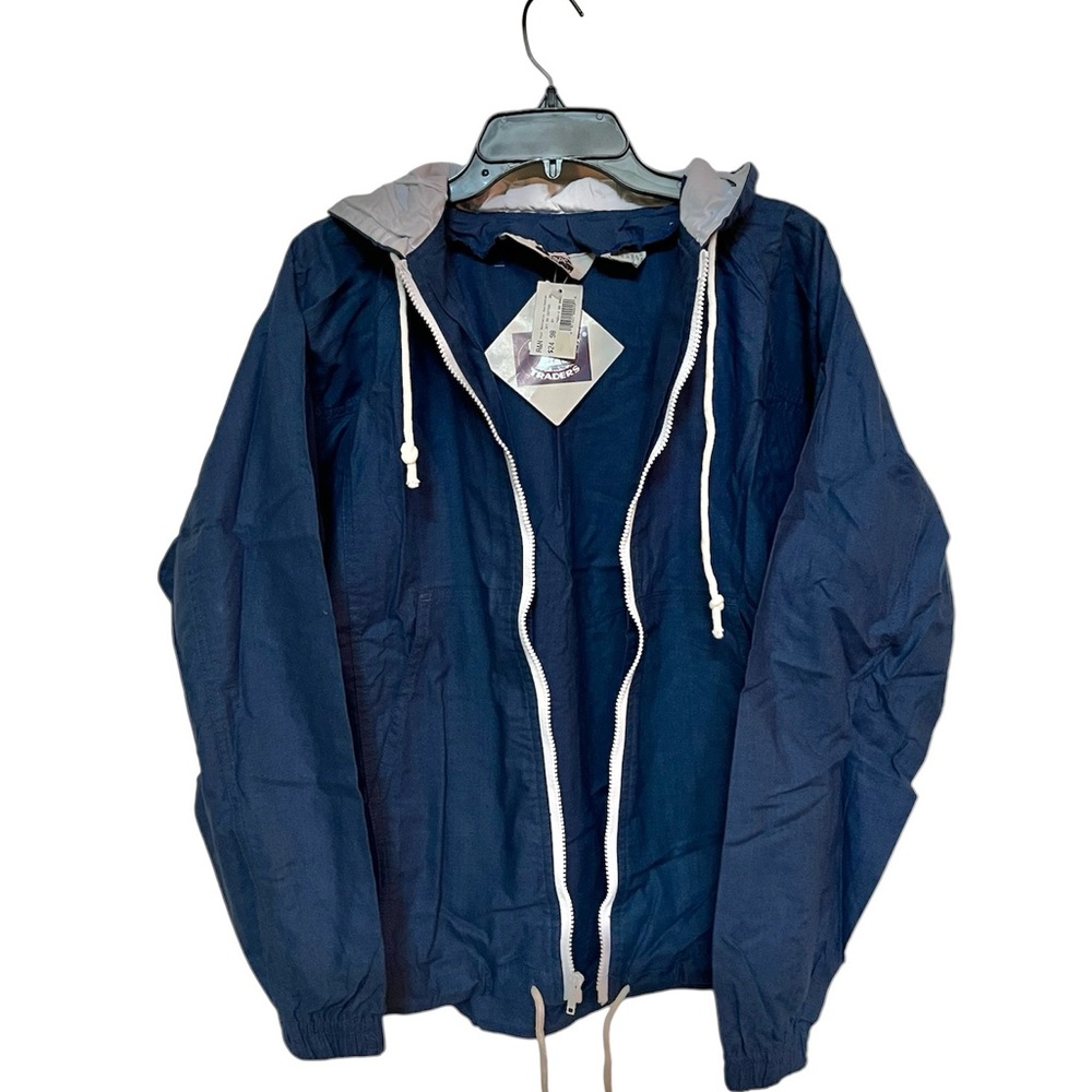 Men's Size Small Sporty Blue Hooded Lightweight Jacket Full Zip Drawstring NWT